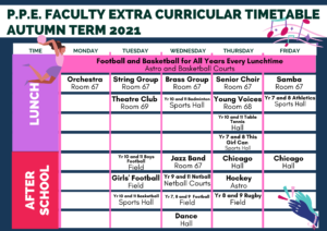 PPE Extra Curricular Timetable